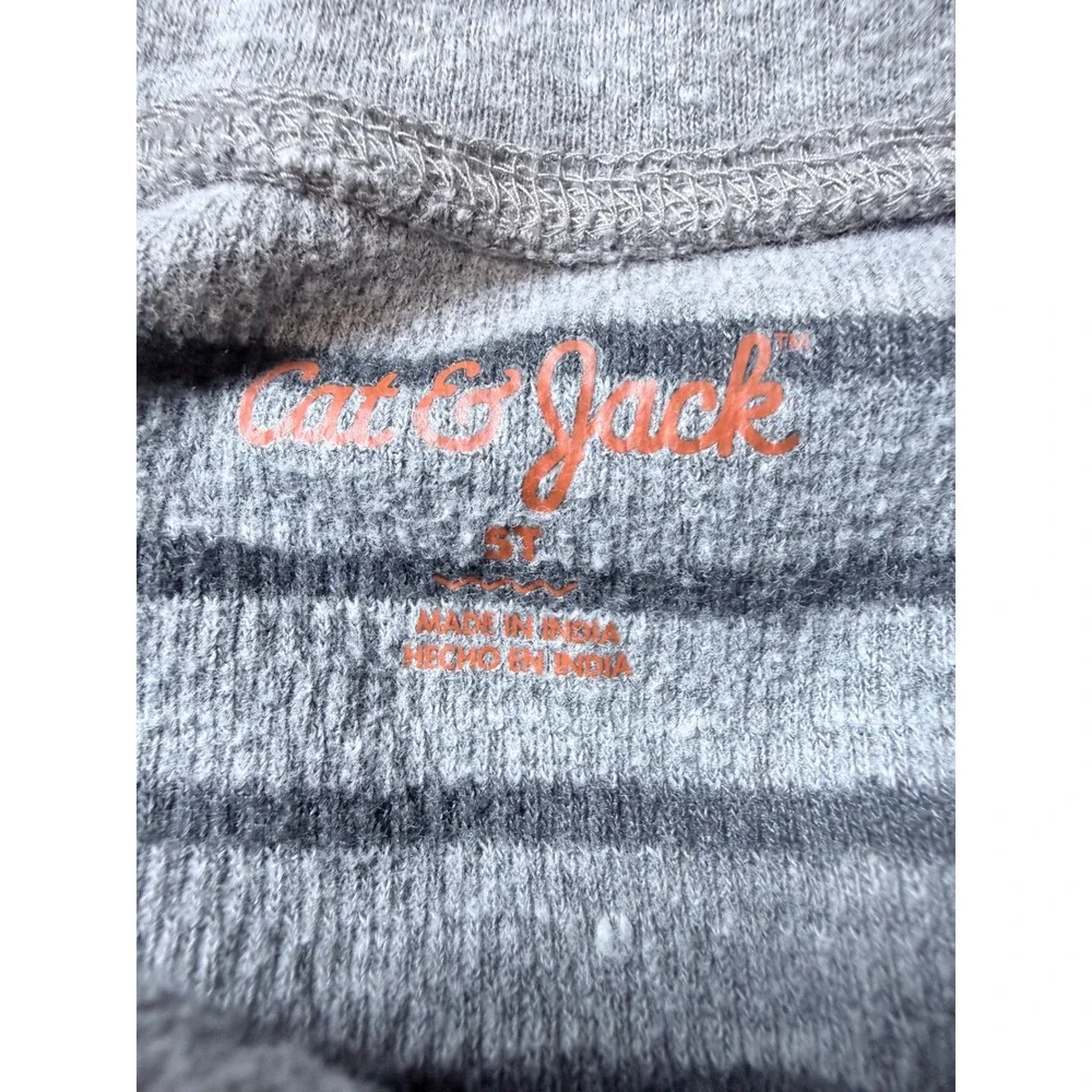 Cat & Jack Toddler Boys Grey Striped‎ Long Sleeve Henley Shirt Size 5T